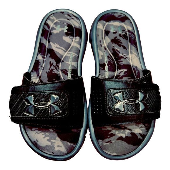 Under Armour Big Kids Ignite Breaker V Slides 3000059-002 - Black/Camoflauge 1Y - Picture 1 of 2